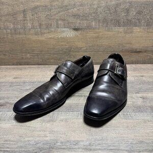 Magnanni Marco Catalux Grey Leather Single Monk Strap Dress Shoes Men's Size 14